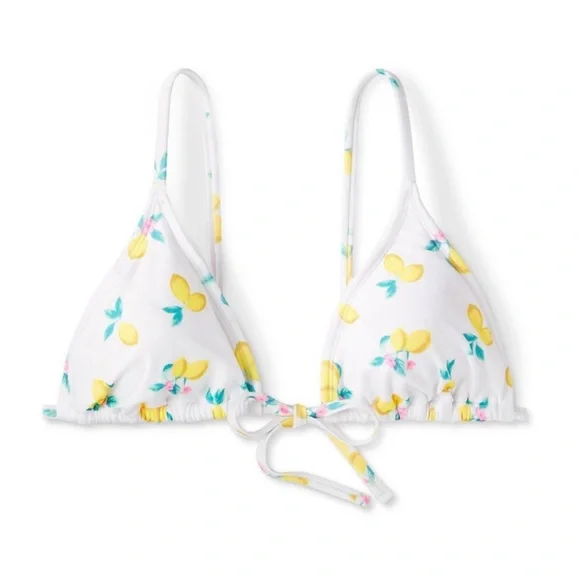 NWT - wild fable - Women’s Tie-Front Triangle Bikini Top - Lemon Print - Picture 4 of 6
